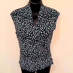 RW & Co. Abstract Animal Print Cross Front Stretch Top- Sz. Sm